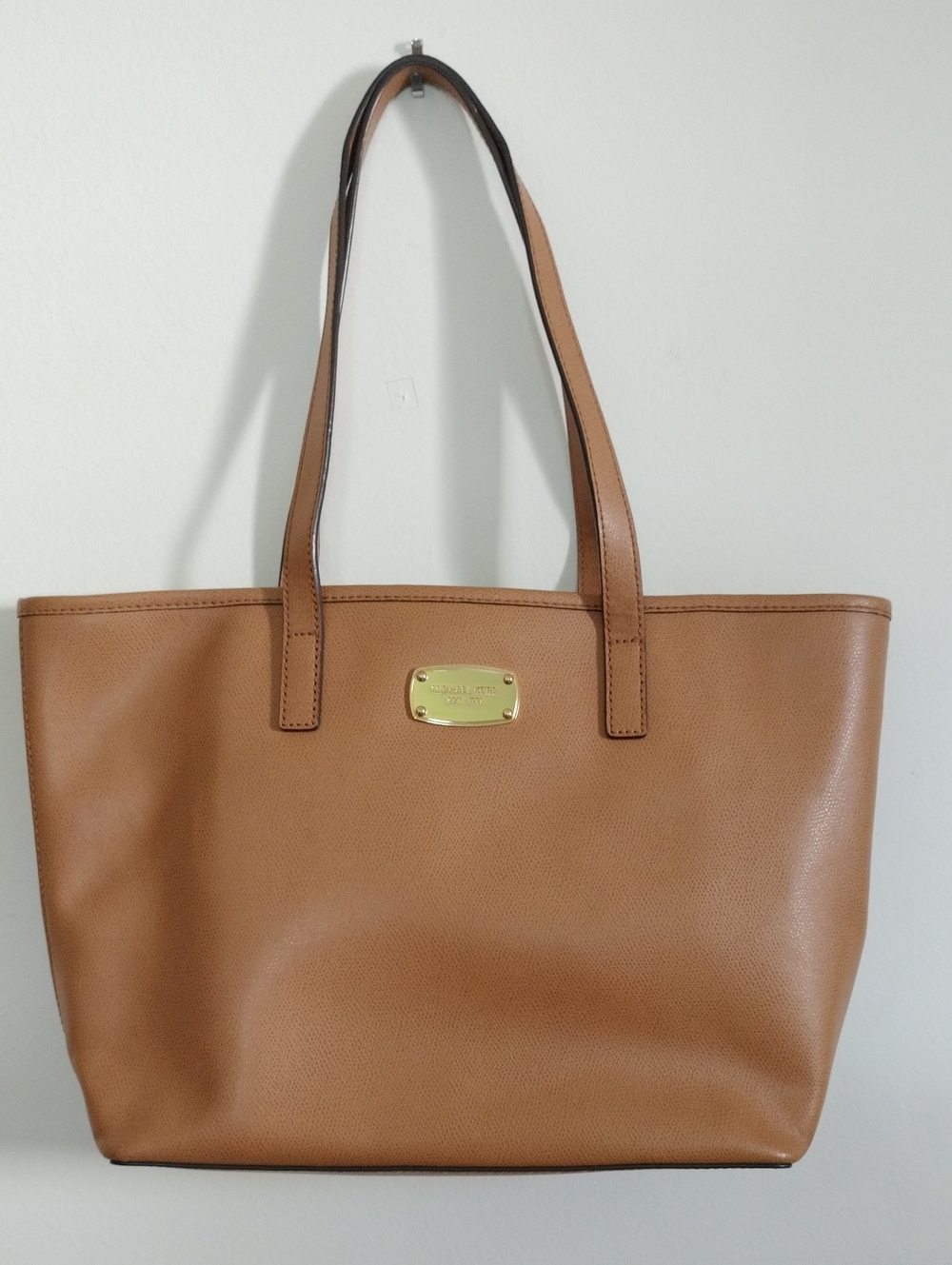 Michael Kors Tan Leather Tote with Gold Plate Logo